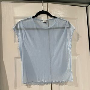 American Eagle Outfitters Light Blue Mesh Top